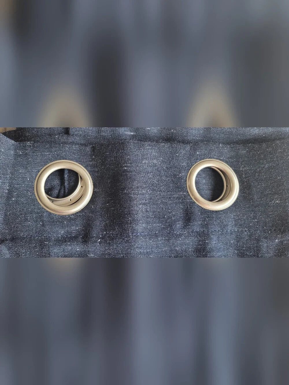 Archaeo Navy Linen Blend Grommet Curtain Panels Set of 2 52x63